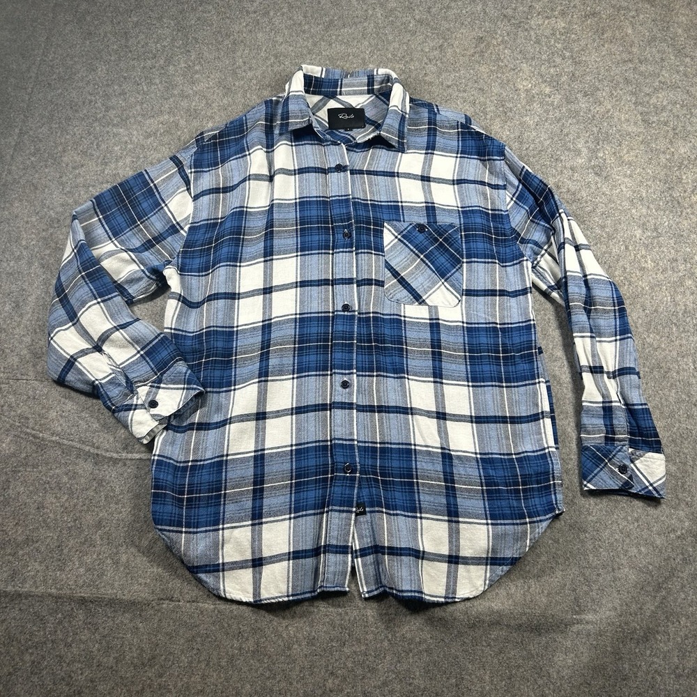 Rails Shirt Women's Small Jackson Plaid Button Front White Admiral Blue